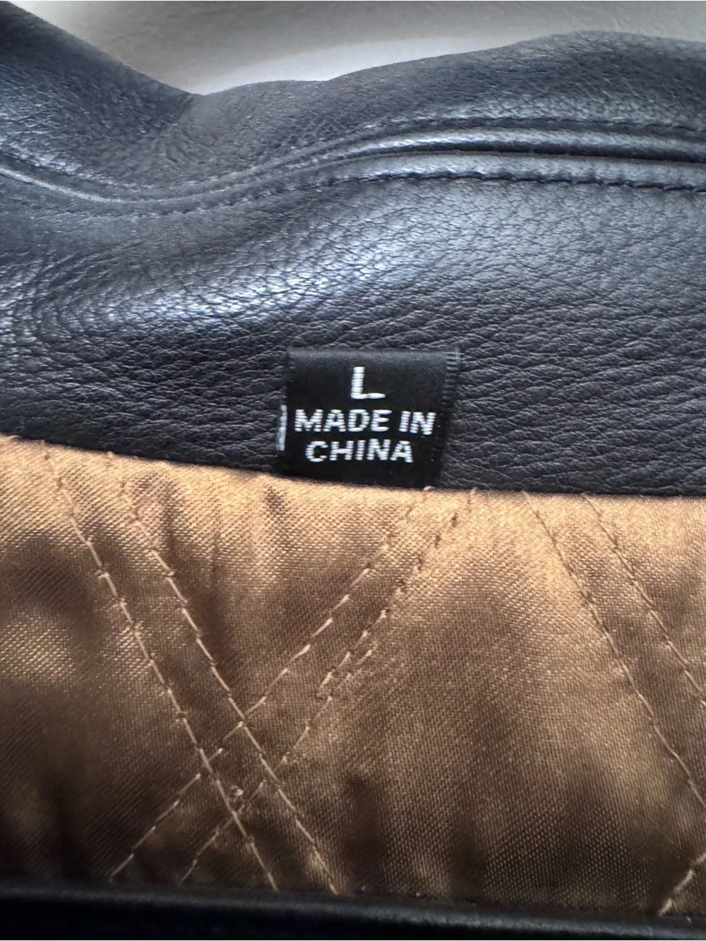 Andrew Marc Vintage Black Leather Trench Coat with Gold Quilted Lining